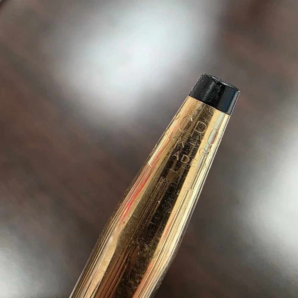 Cross 14KT Gold Filled Ballpoint Pen Vintage Pinstripe Made in USA 1/20 14K